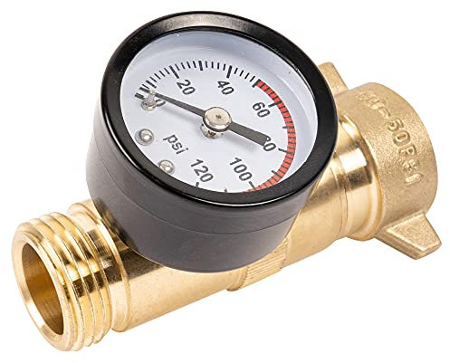 Hourleey Brass RV Water Pressure Regulator, Lead Free, Hi-Flow RV Water Regulator with Filter Screen and Gauge for Campers, Travel Trailers, RV Plumbing System