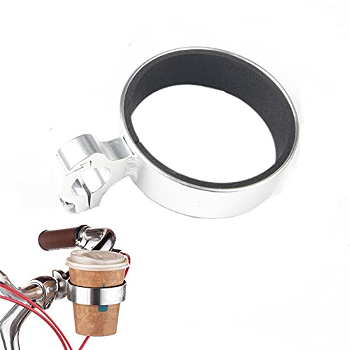 BUMSIEMO Kinderwagen-Wasserbecherhalter, Fahrrad-Kaffee-Becherhalter, Aluminiumlegierung, Fahrrad-Lenker-Halterung, Reise-Silber