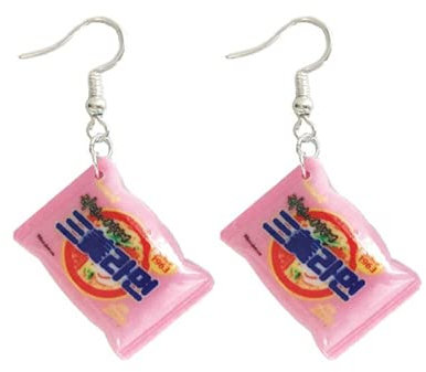 XIGAWAY Lustige kleine Simulation Instant-Nudel Chili Food Drop Ohrringe Modeschmuck, Kunststoff,