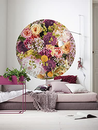 Komar DOT runde und selbstklebende Vlies Fototapete - Frescas - Ø Durchmesser 125 cm - Floral, Blumen, Tapete, Wandtattoo, Schlafzimmer, Wohnzimmer, Wanddeko - D1-102
