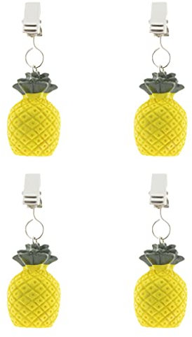 MIK funshopping 4er Set Tischdeckenbeschwerer mit Klemmkraft - Tischdecken-Gewichte - Ideal für den gedeckten Tisch (Ananas)