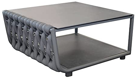 Proloisirs Table Basse de Jardin rectangulaire Hug alu Tresse/veree+ceramique - Anthracite
