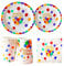 Rainbow Birthday Party Tableware Set, 80PCS Ballon Happy Birthday Colourful Party Supplies Includes Paper Party Plates Cups Napkins for Kids Birthday, Baby Shower Themed Party Decorations (20Guests)
