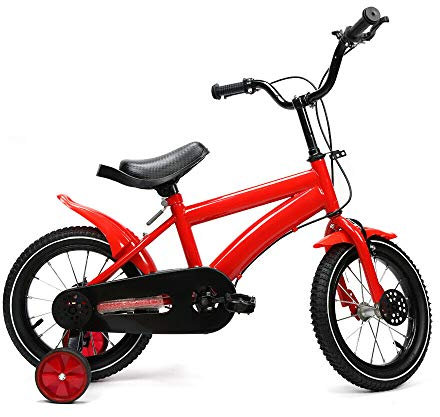 Lightakai Kinderfahrrad, 14 Zoll Kinderrad Fahrrad Sitzhöhe nverstellbar Fahrrads mit Abnehmbare Stützräder für Mädchen und Jungen ab 3, 4, 5, 6 Jahren (Rot)