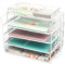 Exerz Drahtgeflecht Papiersortierer 4 Stück Etagen/Schreibtisch Multifunktionaler Organizer/Aktenhalter Briefablage Stapelbar für Büro, Schule, Studium, 2-in-1 Schublade