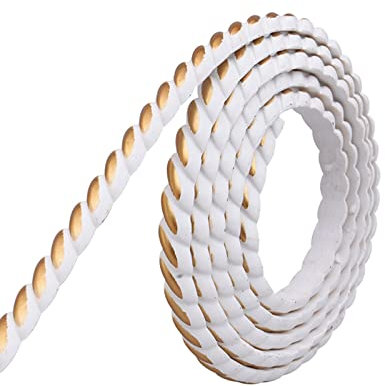 Selbstklebende Zierleiste, flexible Abziehen und Aufkleben, wasserdichte Kantenleiste für Wände, Türrahmen, Tapetenrand, Spiegelrahmen, Schrankkante, Heimdekoration (Weiß und Gold)