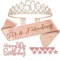 Jonvell 50.Geburtstag Schärpe und Tiara für Frauen,Roségold Geburtstag Schärpe und Krone 50. Geburtstag Frauen Geschenke für 50. Geburtstagsparty Deko