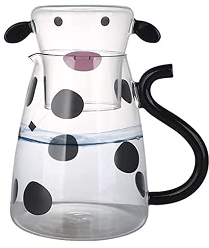 1800 Ml Modello di Mucca caraffa per Latte in Vetro con Tazza, brocca in Vetro, brocca per succhi di Frutta, teiera, caffettiera Juice, caraffa per Succo di Acqua, Mucca di Vetro, Bottiglie