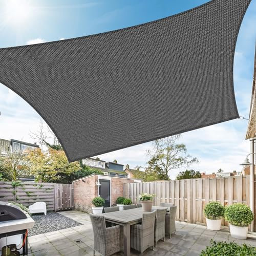 Duerer Toldo Vela de Sombra Rectangular 3x4m, 95% de Protección UV, 185g/m² Densidad para Patio Jardín Pérgola Exterior Terraza, Color Antracita