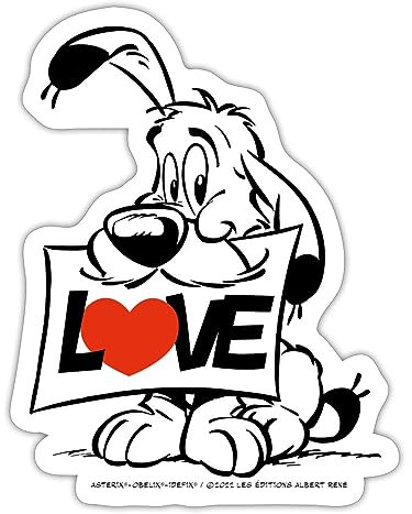 Spreadshirt Asterix & Obelix Charakter Idefix Sticker, max. 10x10 cm, 10 x 10 cm, Mattweiß