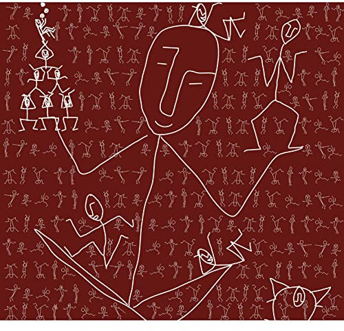 Papier Peint Intissé Line Art Primitif 270 cm X 250 cm, Décor Contemporain Graphique Batons pour Murs et Sols, Art Dessin