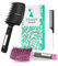 URAQT Haarbürste, Profi Entwirrungsbürste mit Griff, Haarbürste ohne Ziepen, Wildschweinborsten Haarstyling Bürste für Locken Lange Feine Dicke Lockige Haare (M-schwarz+rosa)