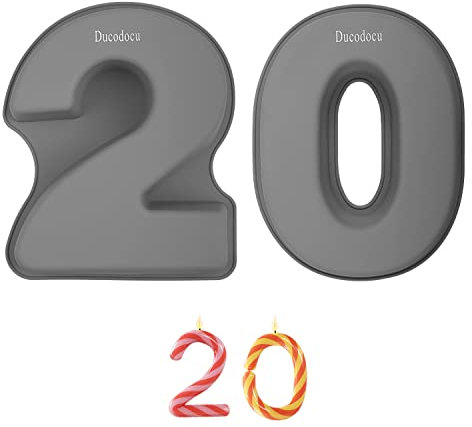 Ducodocu Silicone Number Cake Pan Large 3D Number Cake Mold Baking Forms Novel Cake Tins DIY Baking Mold for 2/20th Birthday Wedding Anniversary 10 inch Number of 2&0, 2 Pack