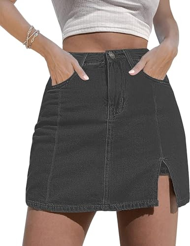 NEYOUQE Jeans Rock Damen Sommer Kurze Hose mit Taschen Shorts Skirt