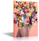 TISHIRON 1 panneau d'images pour décoration murale de jolie fille, femme avec fleurs roses dans les cheveux – Décoration murale moderne – Affiches et impressions encadrées prêtes à être accrochées