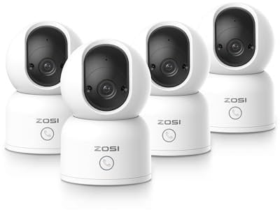 ZOSI C518 3MP Cámara Seguridad WiFi Interior 4pcs Cámara IP 2,4G/5G WiFi Pan 355° Tilt 95 Seguimiento de Movimiento Vigilancia para Niño Anciano, Audio Bidireccional, Llamada con un Clic