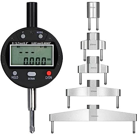 Devonian Digital Radius Gauge with 10mm/20mm/30mm/60mm/100mm Measuring Jaws,Measuring Range:Linear 0-0.5 (0-13mm）; Radius 0.2-27.5 (5-700mm)