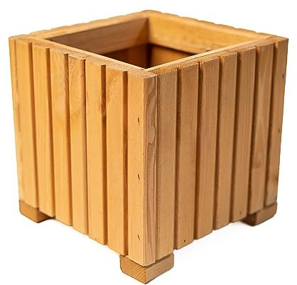 BOGATECO Jardinera de madera | Jardinera | Maceta 25 x 25 x 25 cm | Maceta de hierbas para el hogar jardín balcón terraza | Maceta con inserto de plástico | impregnada | marrón claro