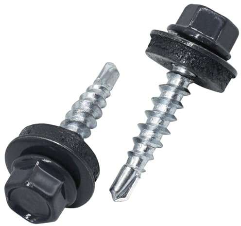 SKIR'CO (50 pezzi) Viti per tetti, testa esagonale, viti autoperforanti verniciate 4,8 x 25 mm con rondelle EPDM (grigio antracite RAL 7016)