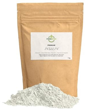 Inulina in Polvere 1Kg a Catena Lunga - Fibra Prebiotica per ridurre l'apporto calorico dei cibi - Inulina da Cicoria 100% di Purezza - Fibra Vegetale Prebiotica da Radici di Cicoria