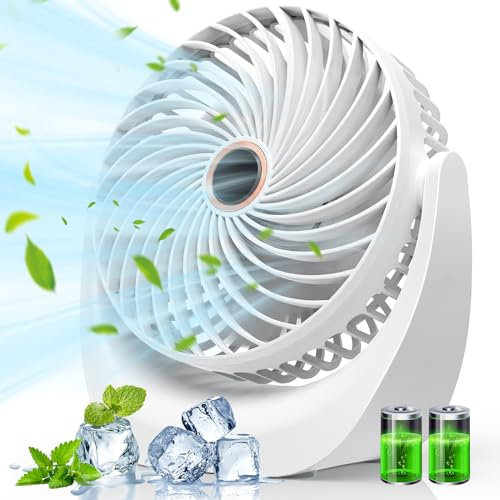 Solace Ventilatore da tavolo,ventilatore USB,mini ventilatore portatile, batteria ricaricabile da 4000 mAh,5 livelli di velocità,girevole a 360°,regolabile per camera da letto o ufficio