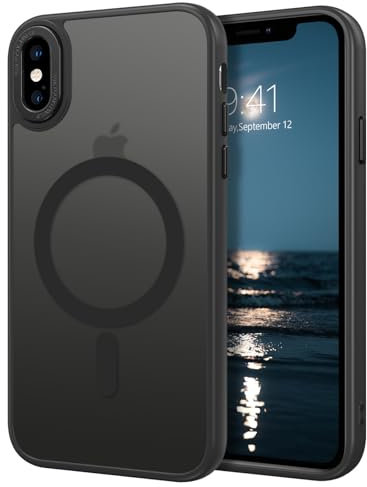 GaoBao iPhone X/XS Hülle [Kompatibel Mit MagSafe] Durchscheinende Matte Magnetische Stoßfeste Anti-Fingerabdruck Schutzhülle, Handyhülle für iPhone X/XS Case, Schwarz