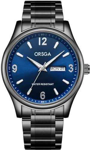 CIVO Uhren-Herren Schwarz-Edelstahl Analog-Armbanduhr Wasserdicht-Herrenuhr - Woche Datum Leuchtend Metallarmband Quarzuhr Klassische Elegant Blau Zifferblatt Herrenuhren, Geschenke für Männer