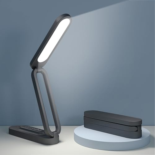 Giryuhd LED Desk Lamp for Office & Home, Battery Operated, Rechargeable, Foldable & Portable Light, LED Desk Light Strip, 3 Brightness Dimmable, Wireless Reading Lamp (Black)