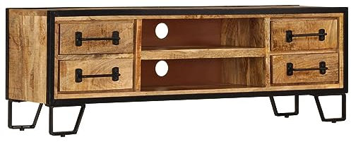 ShGaxin Mueble para la TV con cajones Madera Mango Maciza 120x30x40 cm, Mueble TV, Mueble Salon Moderno, Mueble para TV, Mueble Comedor, Mesa TV, Mueble Television 247343