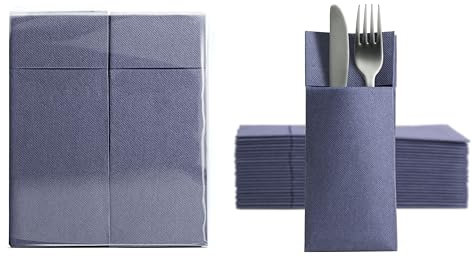 Aroba 1250 Soft Point Besteckservietten weiches Material, Volumen & Struktur | fertig gefaltete Servietten mit Schlitz | 32x38 cm 1/8 Falz Bestecktasche |gute Qualität Blau