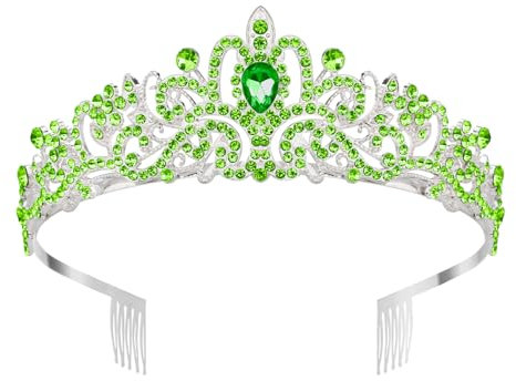 Krone, Geburtstagskrone, Diadem, Tiara, Krone Prinzessin, Krone Geburtstag, Diadem Krone, Prinzessinnen Krone, Happy Birthday Krone, Krone Grün Silber, Grüne Tiara für Weihnachten Kuchendekoration