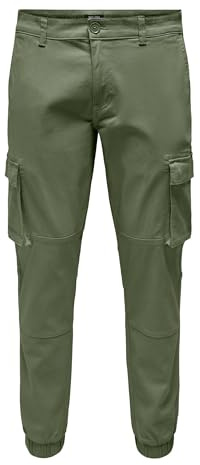 Only & Sons Herren Onscam Stage Cuff Life 6687 Noos Cargohose, Deep Lichen Green, 29W / 30L EU