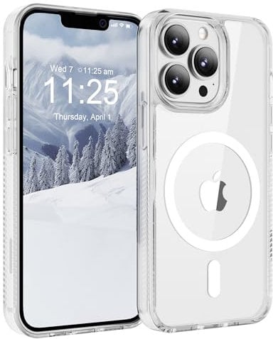 SOOFUN for iPhone 13 Pro Case, Clear Magnetic Phone Case, Compatible with Magsafe, Not Yellowing, Anti-Fingerprint, Anti-Slip, Slim Thin Shockproof Protective Bumper Cover for iPhone 13 Pro, Clear