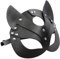 EORPAVU Masques de déguisement pour adultes,Masque de chat féminin sexy d'Halloween, demi-masque en cuir pour fête de carnaval, cosplay (noir)
