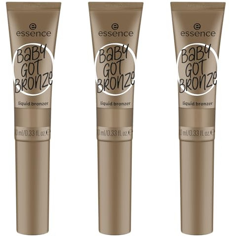 essence BABY GOT BRONZE liquid bronzer, Nr. 10, Grau, langanhaltend, definierend, Einfach zu entfernen, natürlich, vegan, ölfrei, ohne Parabene, ohne Mikroplastikpartikel, 3er Pack (3x10ml)