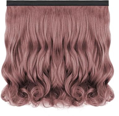 ieron Stylische schwarze Baseballkappe mit Haarverlängerungen und langer, gewellter Kunsthaarperücke (Rosa)