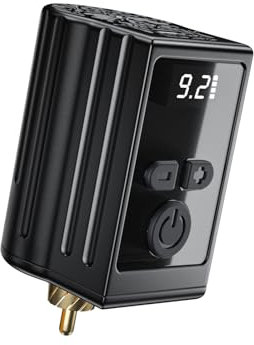 TATELF Fuente de Alimentación Inalámbrica Mini Tattoo Pack de Baterías con Interruptor de Control de Línea Conector RCA Pantalla Digital LED para Máquinas de Tatuaje RCA Suministros