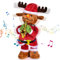 Joellfuner Weihnachtsfigur Elch, Weihnachten Elch Plüsch Kuscheltiere mit Schneekugel Weihnachten Dekoration Musik LED Leuchtender, Geschenk für Kinder Weihnachten Party (Elch - Saxophon)