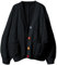Women's Cable Knit Long Sleeve Open Front Cardigan Sheep V-Neck Button Down Embroidery Wool Blend Sweater Coat Outwear, Z-black, Large