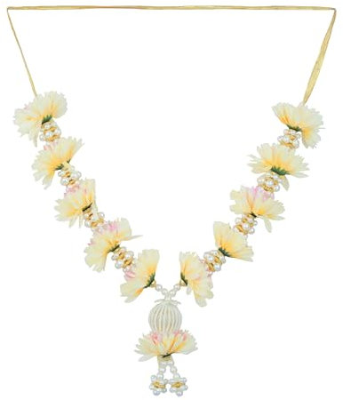 Ghirlanda di fiori di rosa artificiale Haar Mala per idol-Mala con perline per statua di Dio, accessori per statue Pooja Sringar, ornamento per decorazione della casa tradizionale indiana (dimensioni: