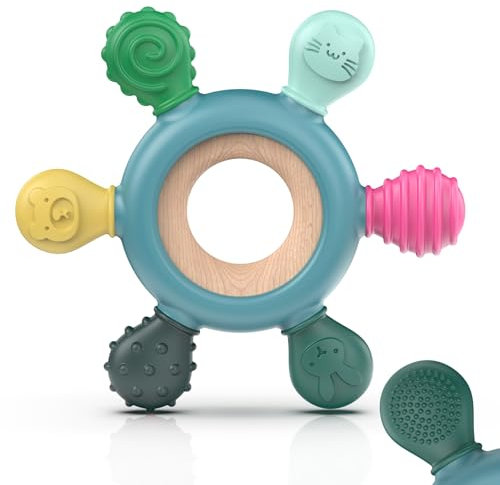 akolik Anneau de dentition pour bébé, en silicone pour jouet de dentition, accessoires d'allaitement sans BPA pour bébés de 3 mois et plus