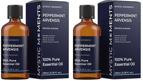 Mystic Moments | Peppermint Arvensis Essential Oil 100ml - Pure & Natural Oil for Diffusers, Aromatherapy & Massage Blends Vegan GMO Free (Pack of 2)