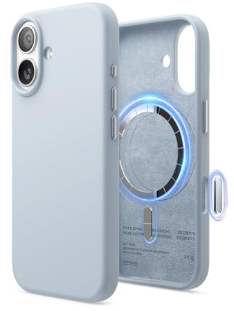 elago Magnetische Silikon Hülle für iPhone 17 | Kompatibel mit Kamerasteuerung Capture Button, Kompatibel mit MagSafe, Premium Silikon Handyhülle, stoßfest (Hellblau)