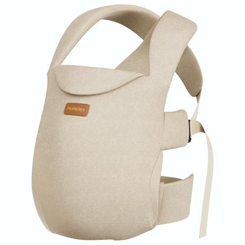 Momcozy WeeSnug Babytrage für Neugeborene, leicht und gemütlich, für 3,2–11,3 kg, ergonomische Kreuzrückenstütze, mühelos anzuziehen, freihändige Babytrage mit Lendenwirbelstütze, Khaki