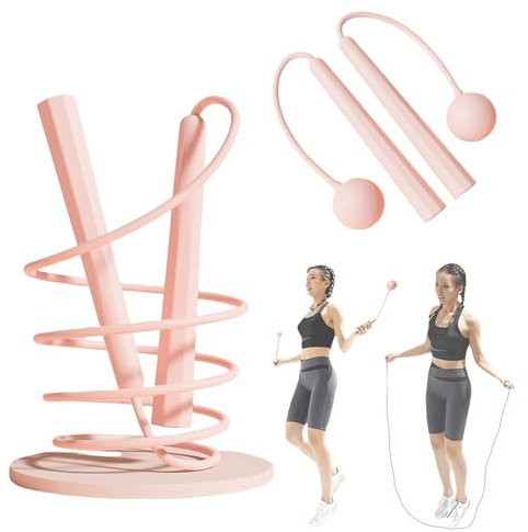 Corde à Sauter 2 en 1 Rose - Boules en Caoutchouc 35mm + Corde en PVC Réglable, Poignées Antidérapantes en Mousse pour Hommes, Femmes, Fitness, Gym et Sport (rose)