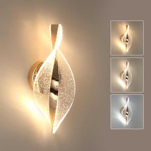 Comely LED Wandleuchten Innen, 12W 2000LM 3 Farbtemperatur 3000/4500/6500K | Gold Wandlampe Innen LED für Schlafzimmer, Wohnzimmer, Flur, Esszimmer