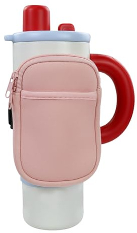 MultiValue Water Bottle Pouch for Stanley, Adjustable Belt Water Bottle Bag with Zipper Leisure Portable Gym for Stanley Accessories Pouch for Keys, Cards, Phone (Pink2)