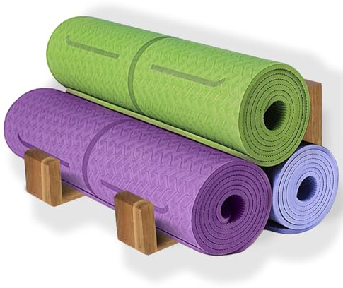 Yogamatten-Halter, Wandhalterung, Aufbewahrungsregal, Yoga-Regal-Organizer, Schaumstoff-Rollen-Wandhaken, für 3 Yogamatten, Fitness-Ausrüstung, Organizer aus Massivholz