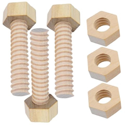 Dadi e bulloni antistress 3 pezzi/set Giocattoli professionali in legno Apprendimento educativo Giocattoli a vite fai da te per bambini 1-3 bambini Bambino in età prescolare |.Noce da stress