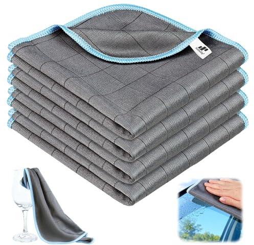 Loiluliy Balletas Microfibra Coche Reutilizable Carbono Bayetas Microfibra 4X Toalla Microfibra Coche Apto para Cocina, Hogar, Vidrio, Espejo 400 gsm